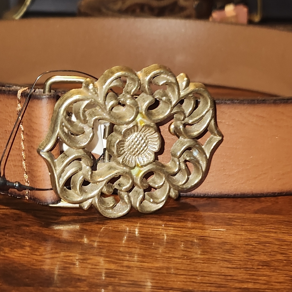 LASCANA Brown Ornate Leather Belt size ×- small